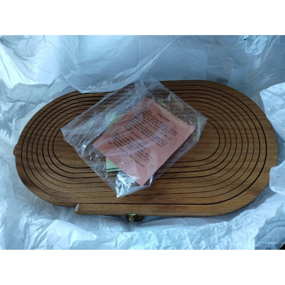 Handcrafted Oak Wood Collapsible Spiral Basket Folding Trivet Fruit Bowl 12in